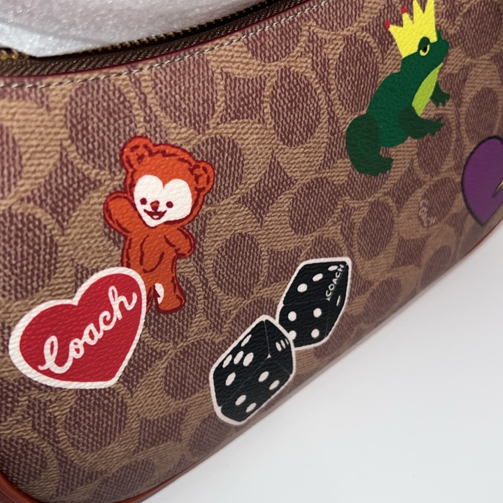 πNWT COACH TERI SHOULDER BAG IN SIGNATURE CANVAS WITH STICKER PRINT - Picture 14 of 17